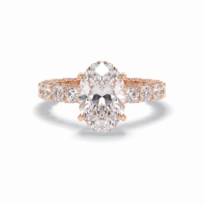 Oval Cut Hidden Halo & Pave Lab Grown Diamond Engagement Ring