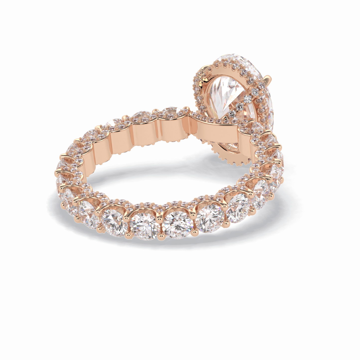 Oval Cut Hidden Halo & Pave Lab Grown Diamond Engagement Ring