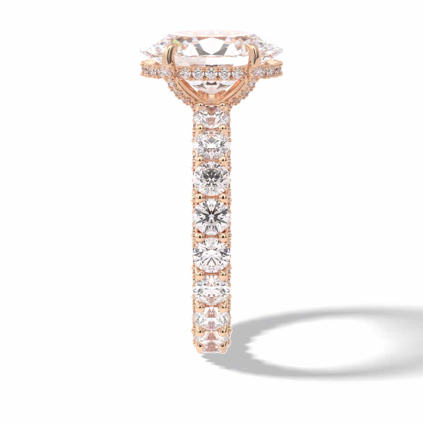 Oval Cut Hidden Halo & Pave Lab Grown Diamond Engagement Ring