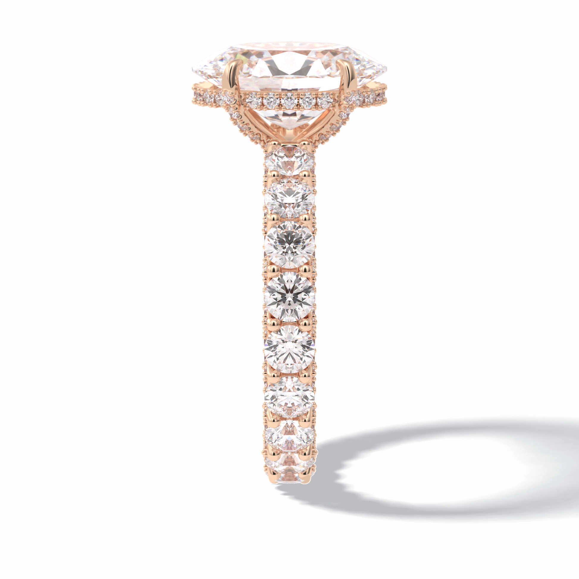 Oval Cut Hidden Halo & Pave Lab Grown Diamond Engagement Ring