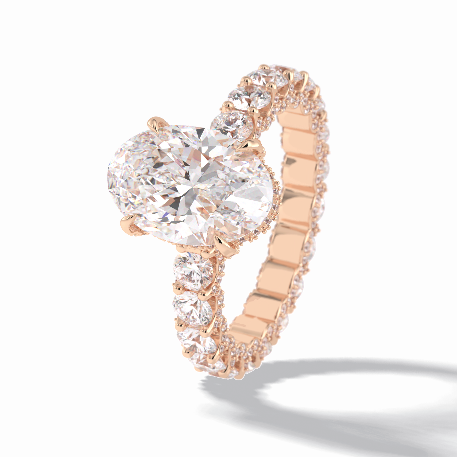 Oval Cut Hidden Halo & Pave Lab Grown Diamond Engagement Ring