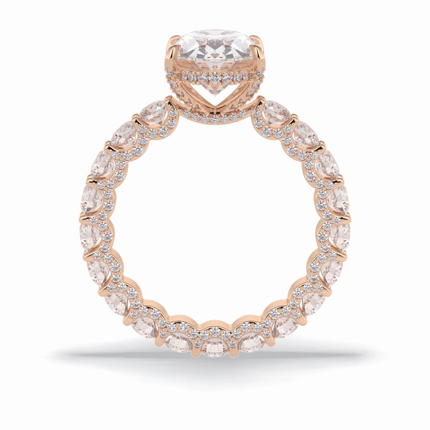 Oval Cut Hidden Halo & Pave Lab Grown Diamond Engagement Ring