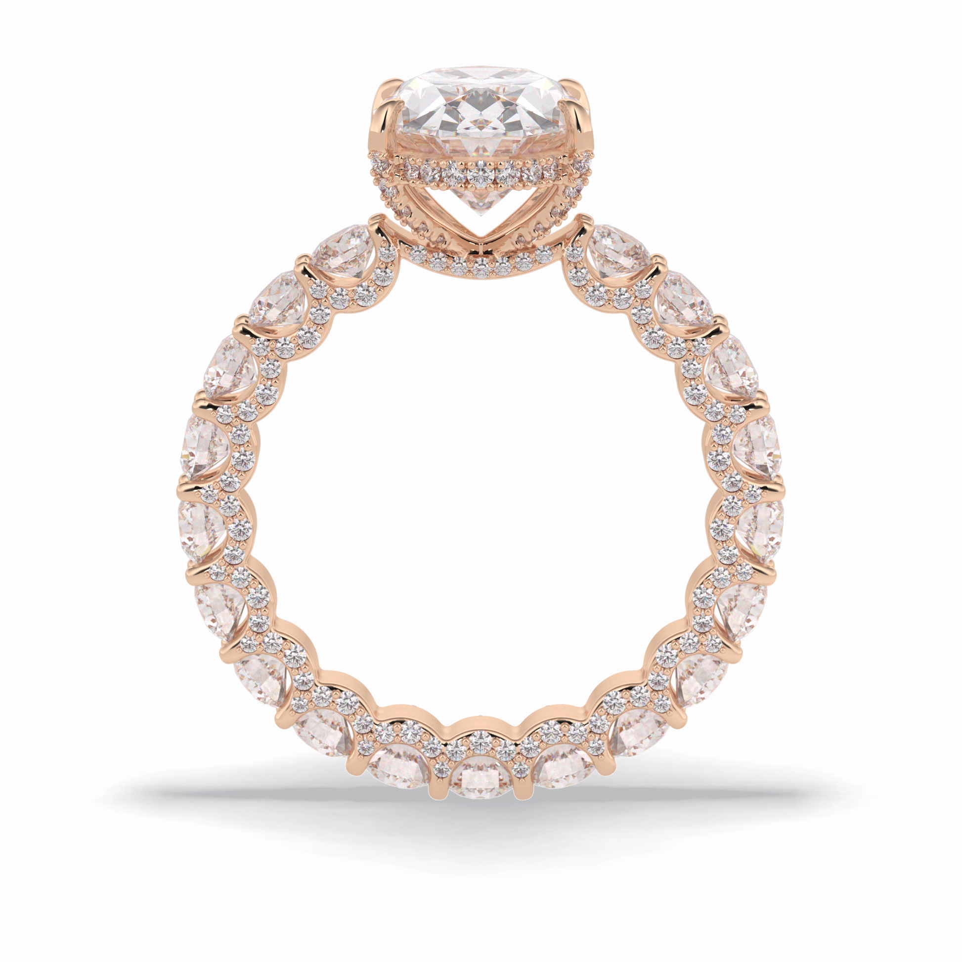 Oval Cut Hidden Halo & Pave Lab Grown Diamond Engagement Ring