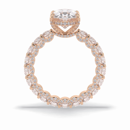Oval Cut Hidden Halo & Pave Lab Grown Diamond Engagement Ring