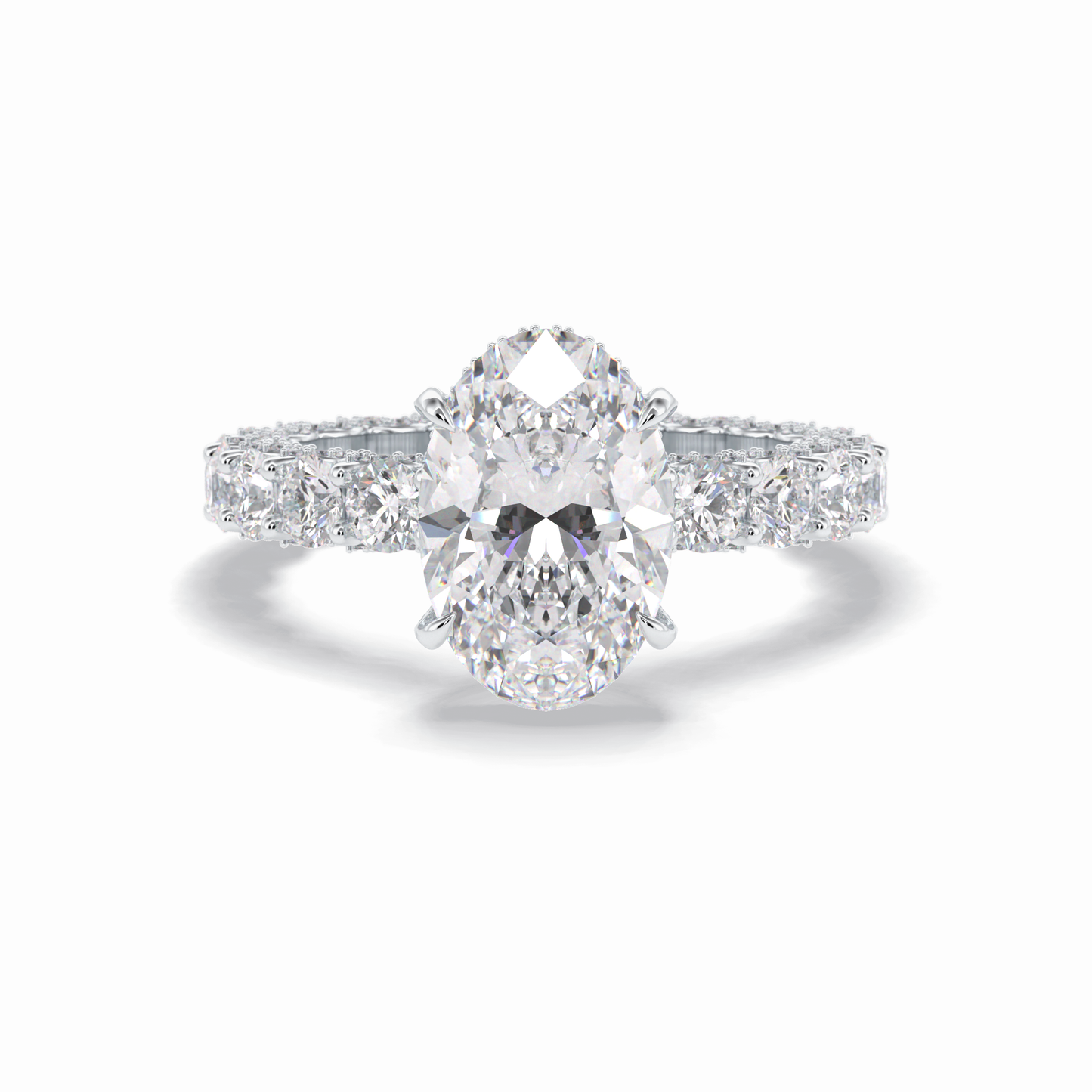 Oval Cut Hidden Halo & Pave Lab Grown Diamond Engagement Ring