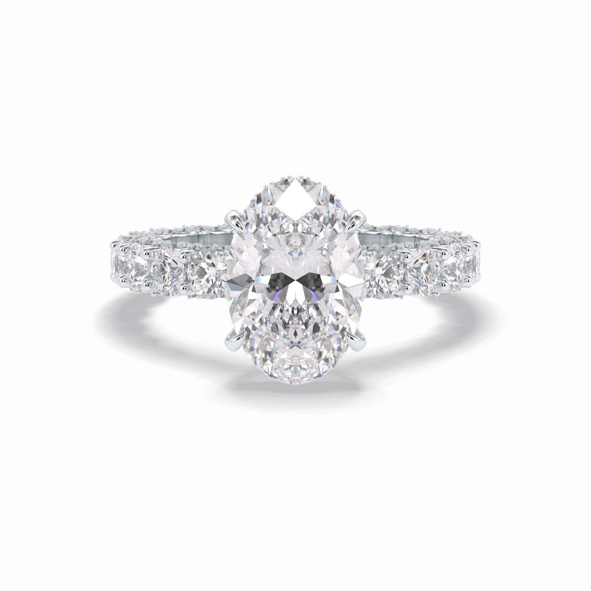 Oval Cut Hidden Halo & Pave Lab Grown Diamond Engagement Ring