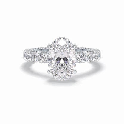 Oval Cut Hidden Halo & Pave Lab Grown Diamond Engagement Ring