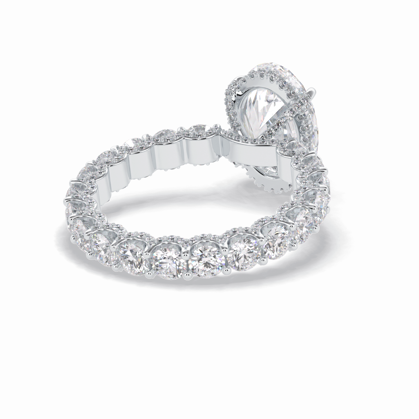 Oval Cut Hidden Halo & Pave Lab Grown Diamond Engagement Ring