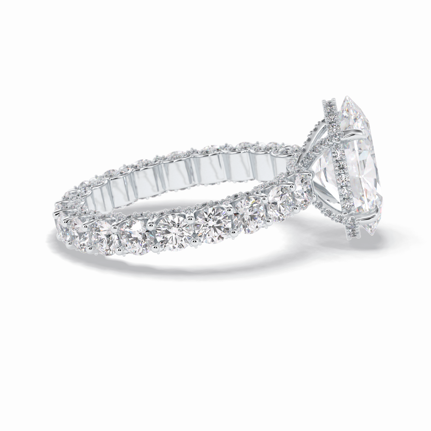 Oval Cut Hidden Halo & Pave Lab Grown Diamond Engagement Ring