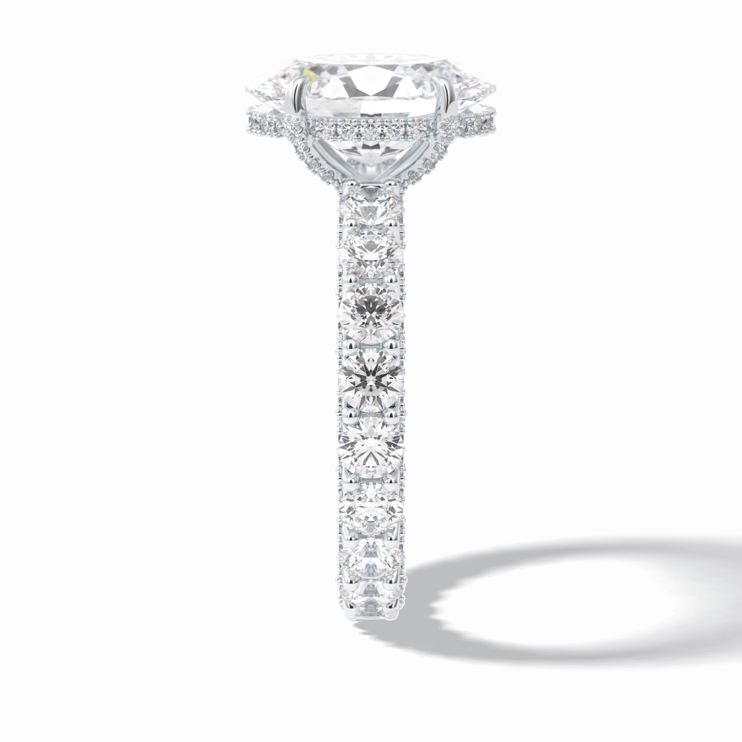 Oval Cut Hidden Halo & Pave Lab Grown Diamond Engagement Ring