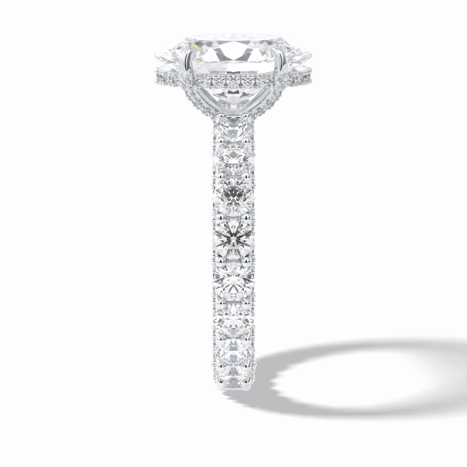 Oval Cut Hidden Halo & Pave Lab Grown Diamond Engagement Ring