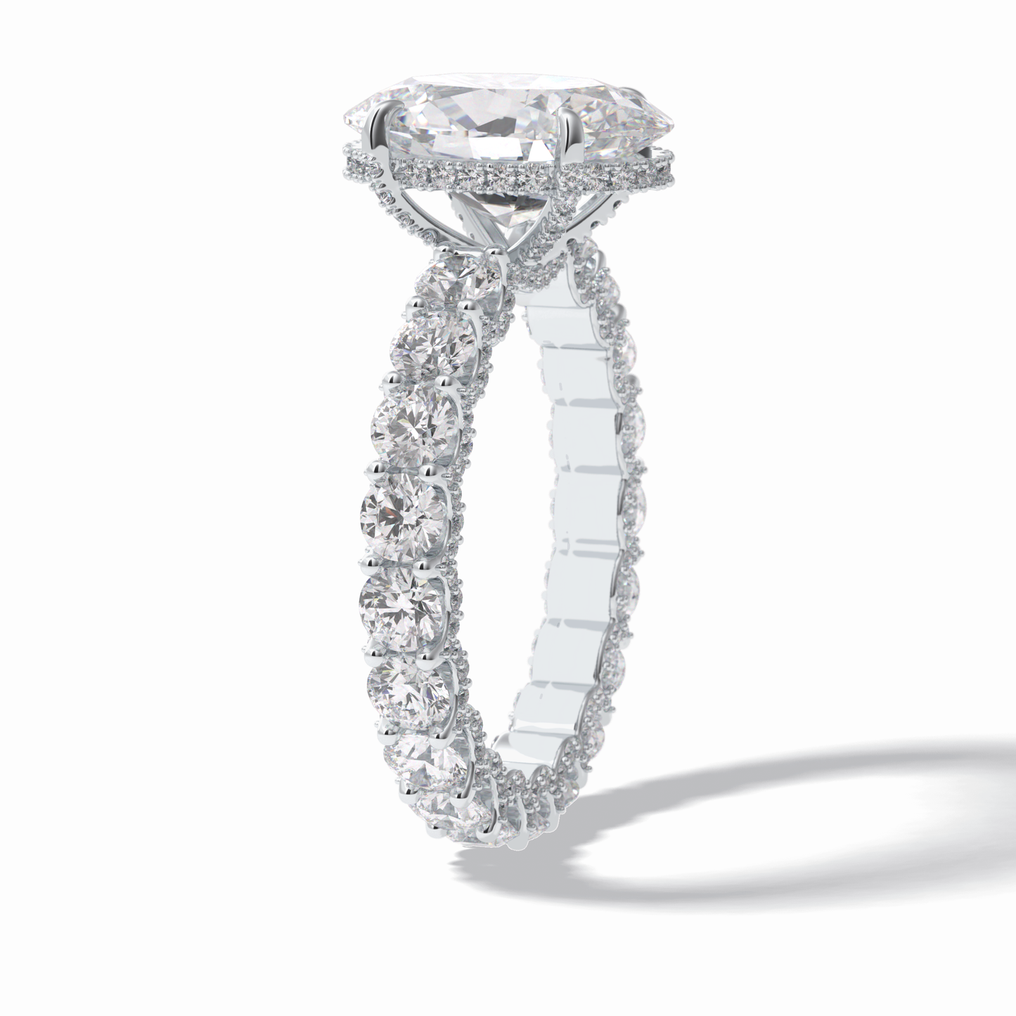 Oval Cut Hidden Halo & Pave Lab Grown Diamond Engagement Ring