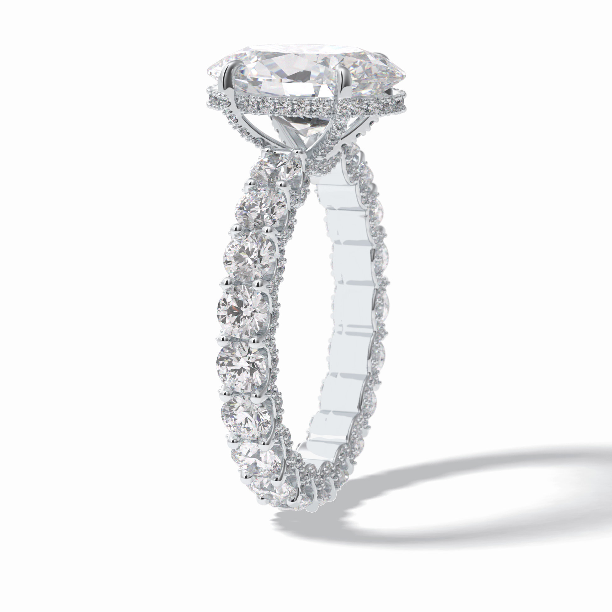 Oval Cut Hidden Halo & Pave Lab Grown Diamond Engagement Ring