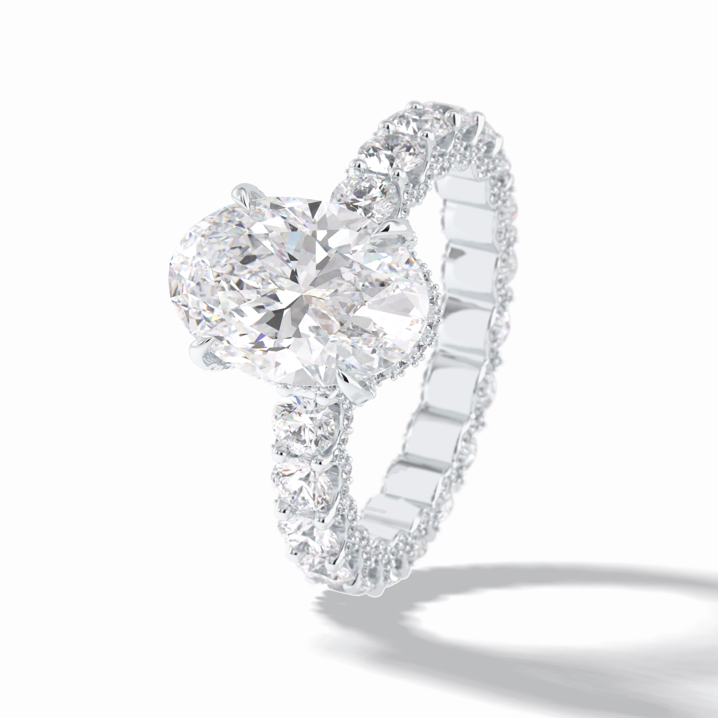 Oval Cut Hidden Halo & Pave Lab Grown Diamond Engagement Ring