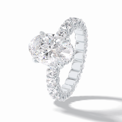 Oval Cut Hidden Halo & Pave Lab Grown Diamond Engagement Ring