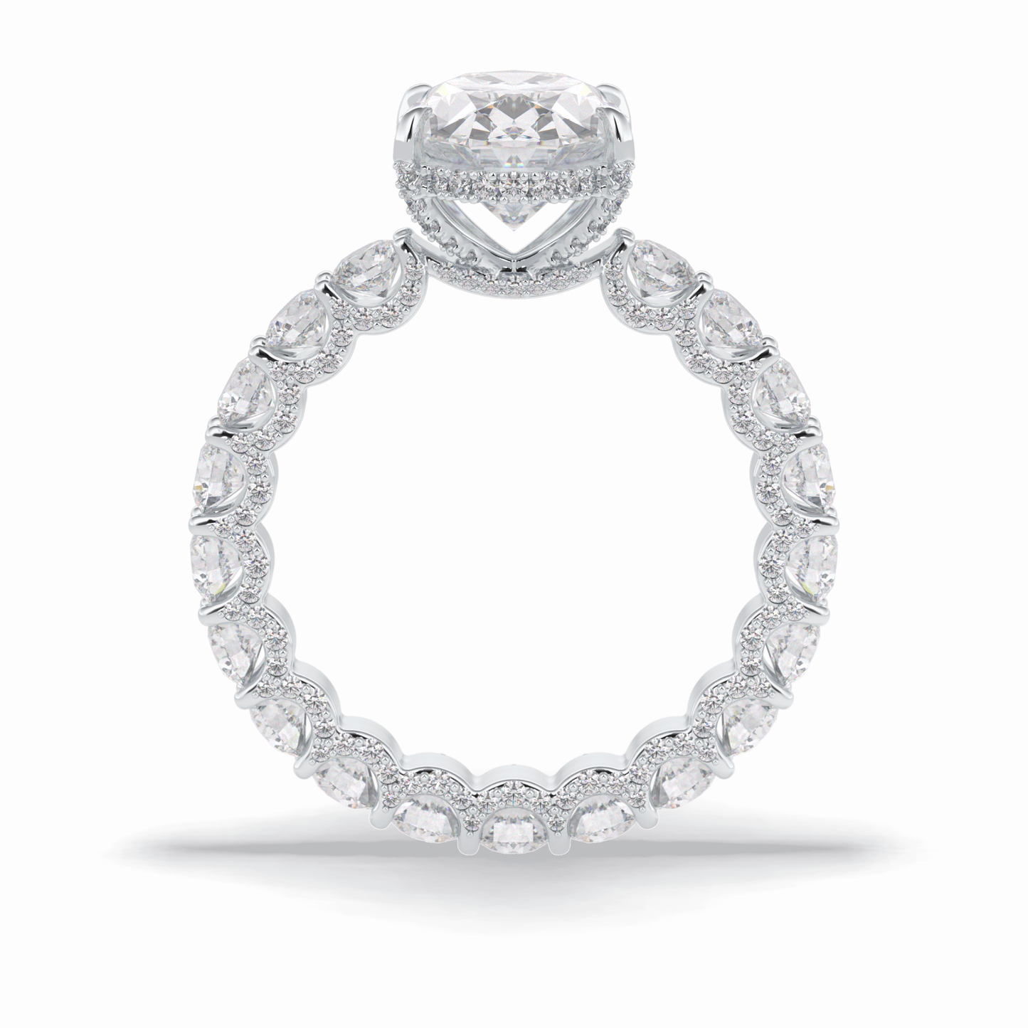 Oval Cut Hidden Halo & Pave Lab Grown Diamond Engagement Ring