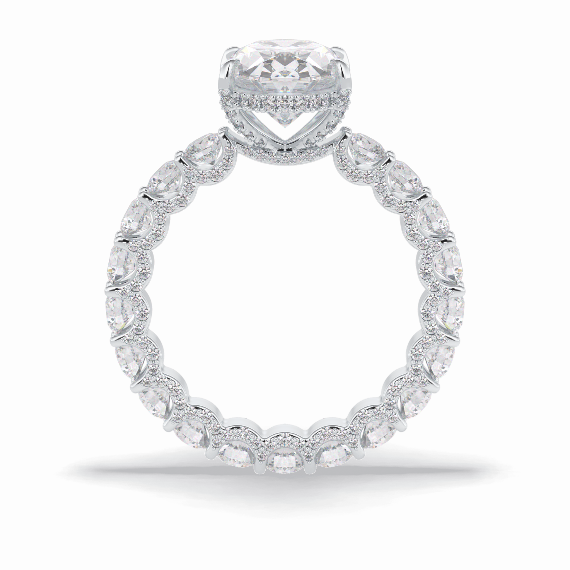 Oval Cut Hidden Halo & Pave Lab Grown Diamond Engagement Ring