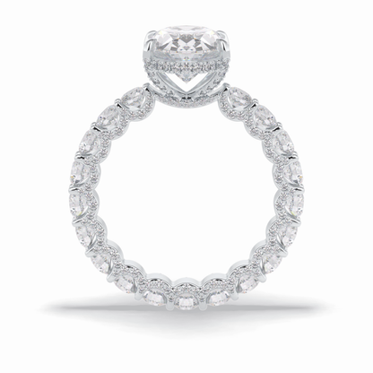 Oval Cut Hidden Halo & Pave Lab Grown Diamond Engagement Ring