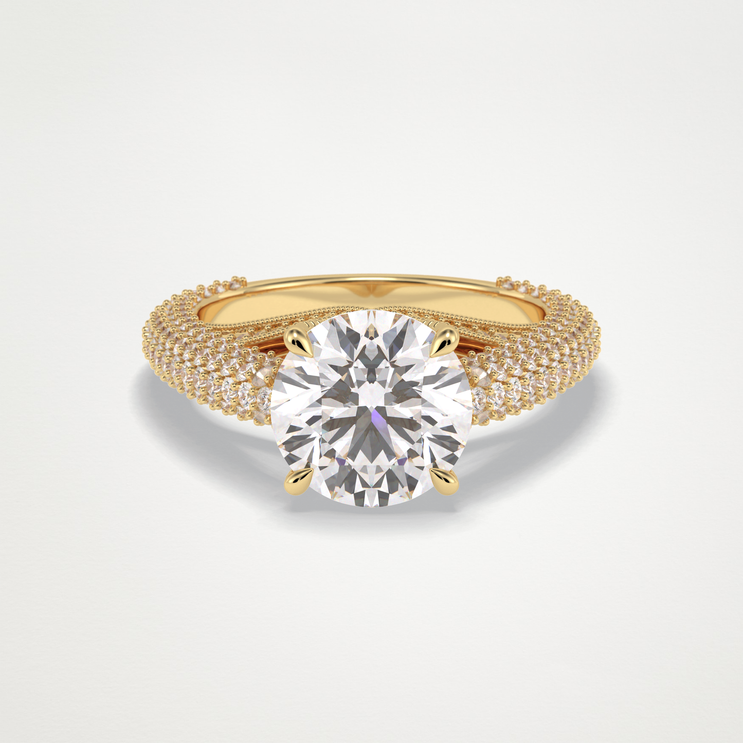 Round Pave Lab Grown Diamond Engagement Ring