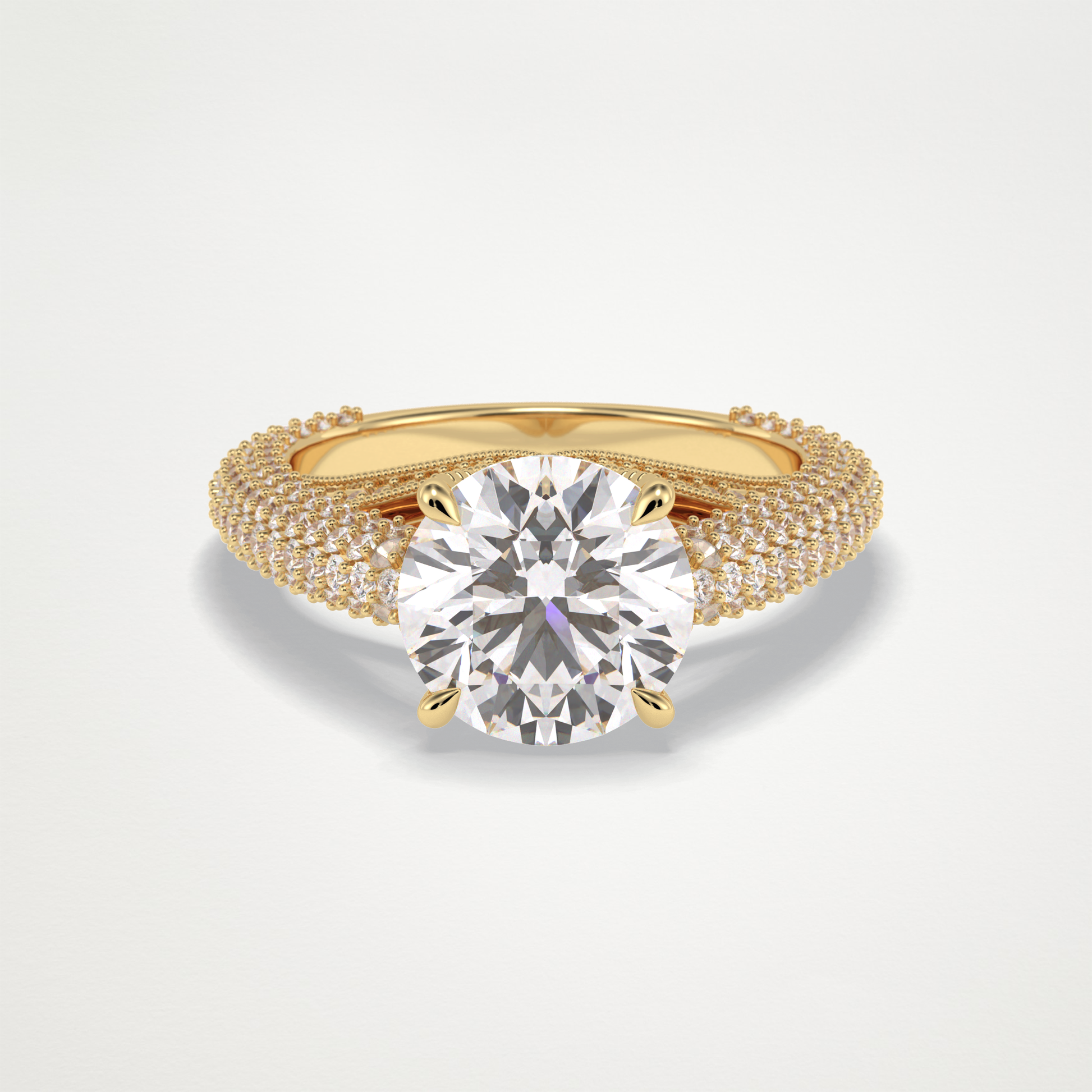 Round Pave Lab Grown Diamond Engagement Ring