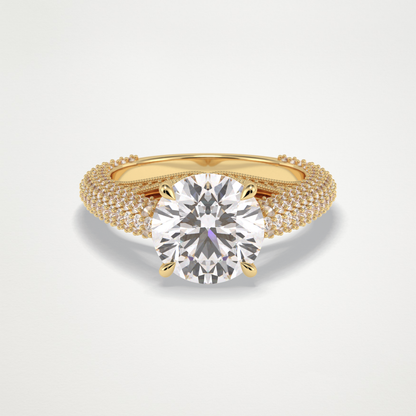 Round Pave Lab Grown Diamond Engagement Ring