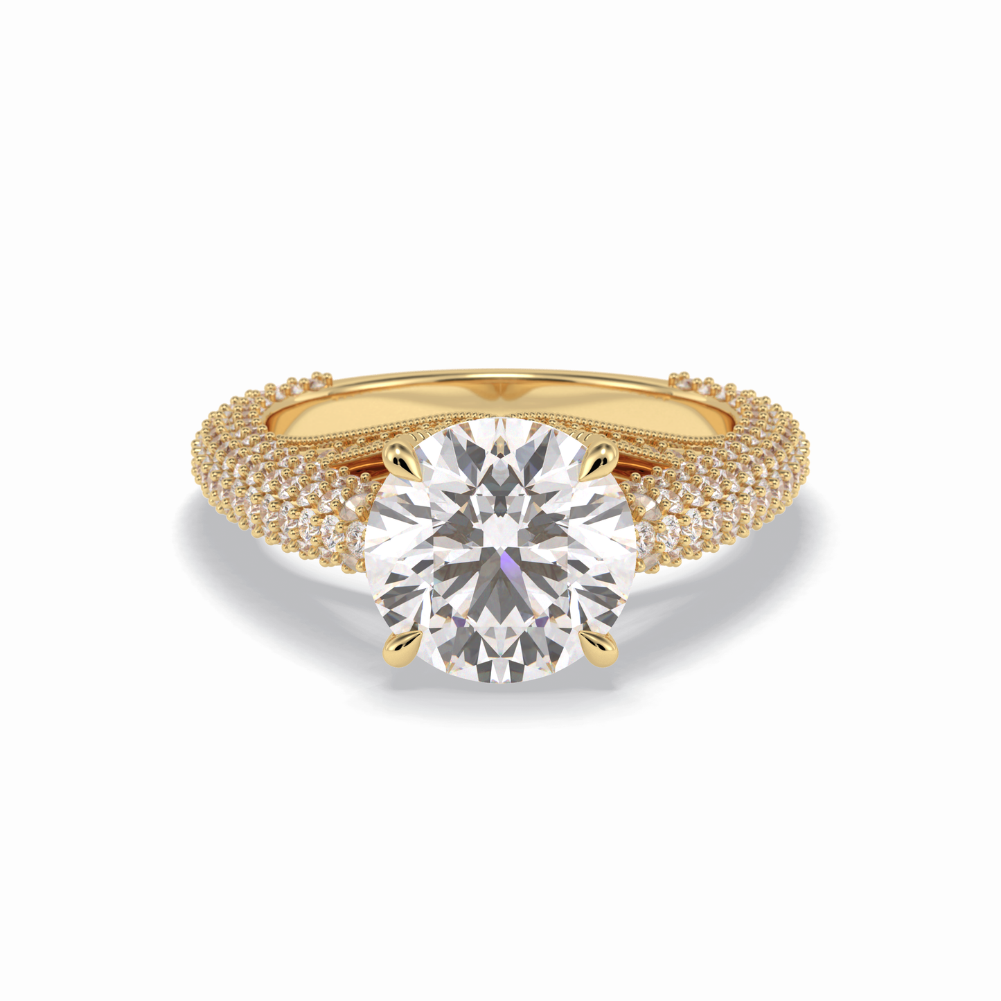 Round Pave Lab Grown Diamond Engagement Ring