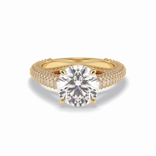 Round Pave Lab Grown Diamond Engagement Ring