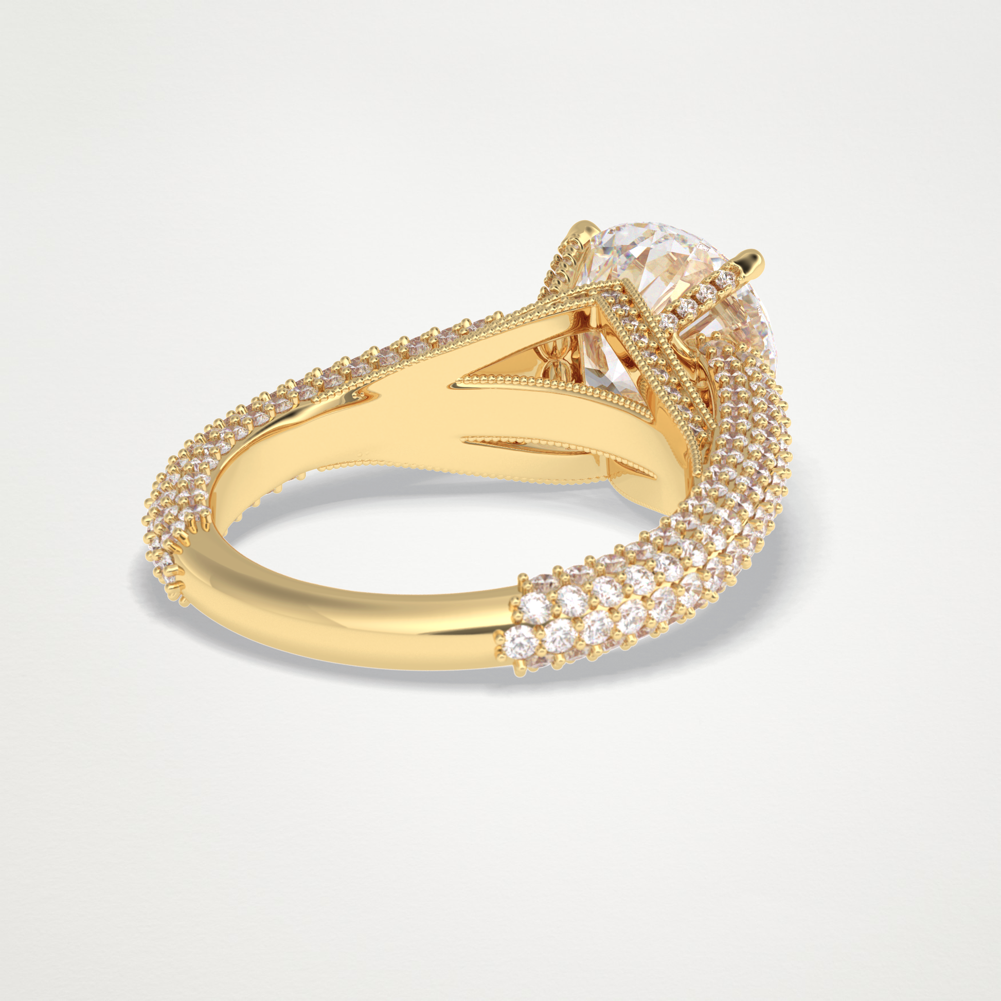 Round Pave Lab Grown Diamond Engagement Ring