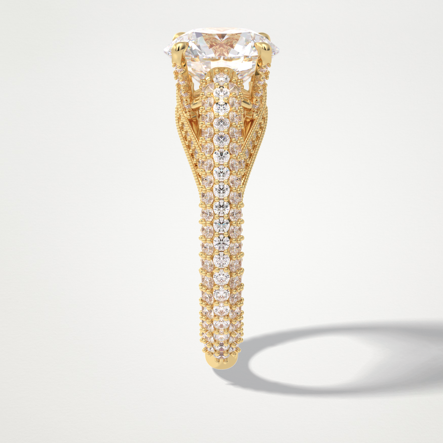 Round Pave Lab Grown Diamond Engagement Ring