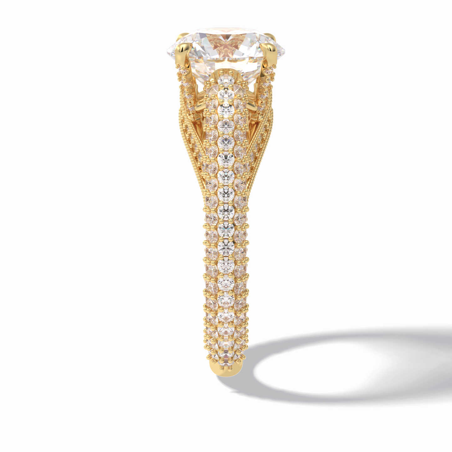 Round Pave Lab Grown Diamond Engagement Ring
