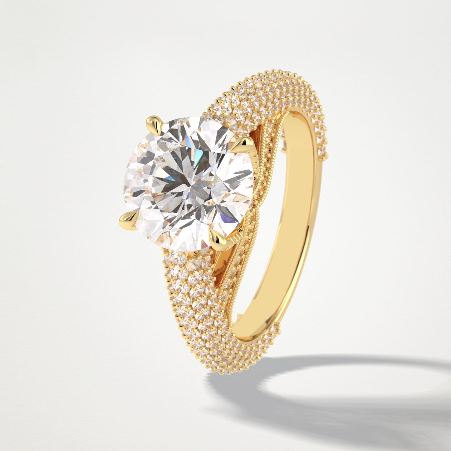 Round Pave Lab Grown Diamond Engagement Ring