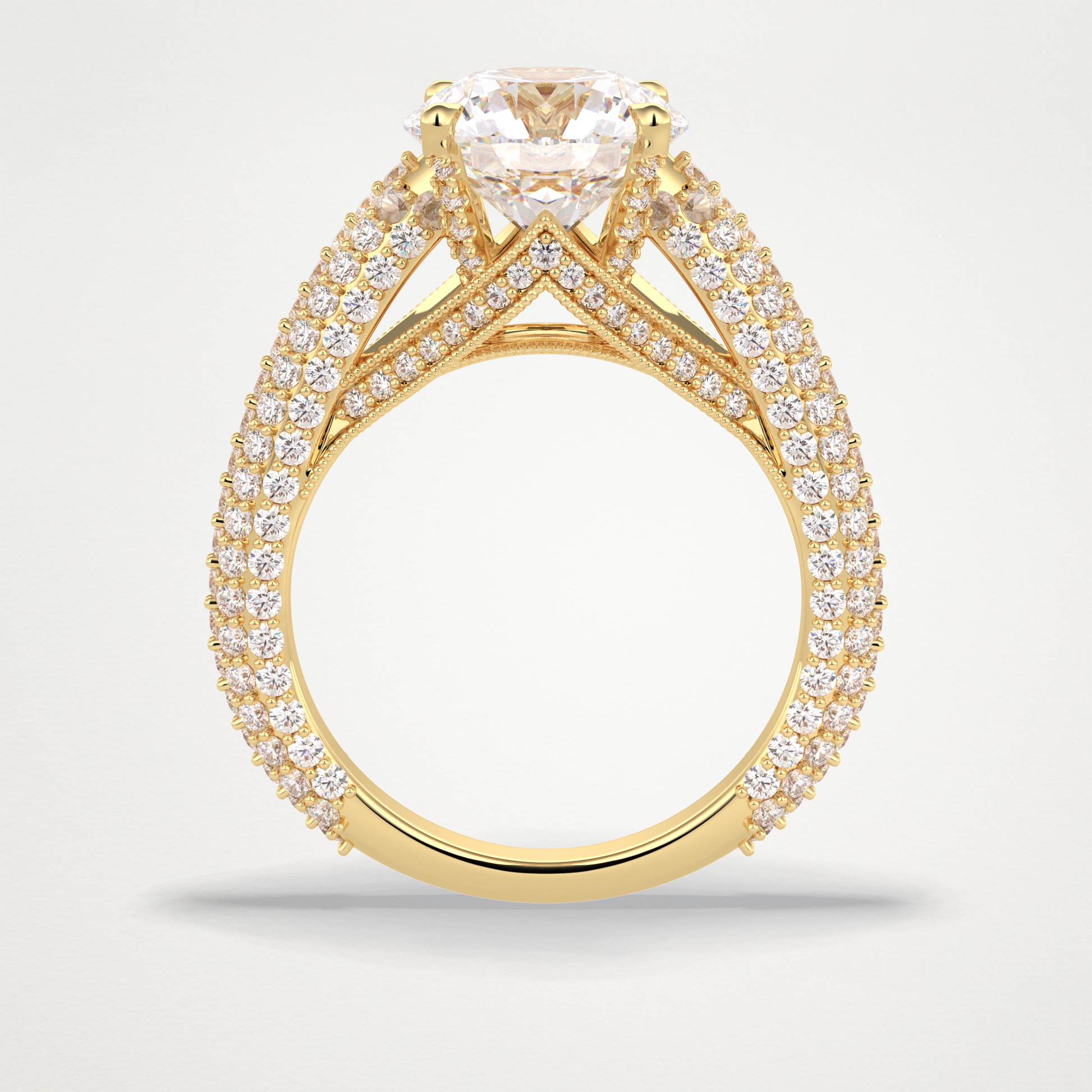 Round Pave Lab Grown Diamond Engagement Ring