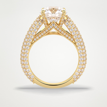 Round Pave Lab Grown Diamond Engagement Ring