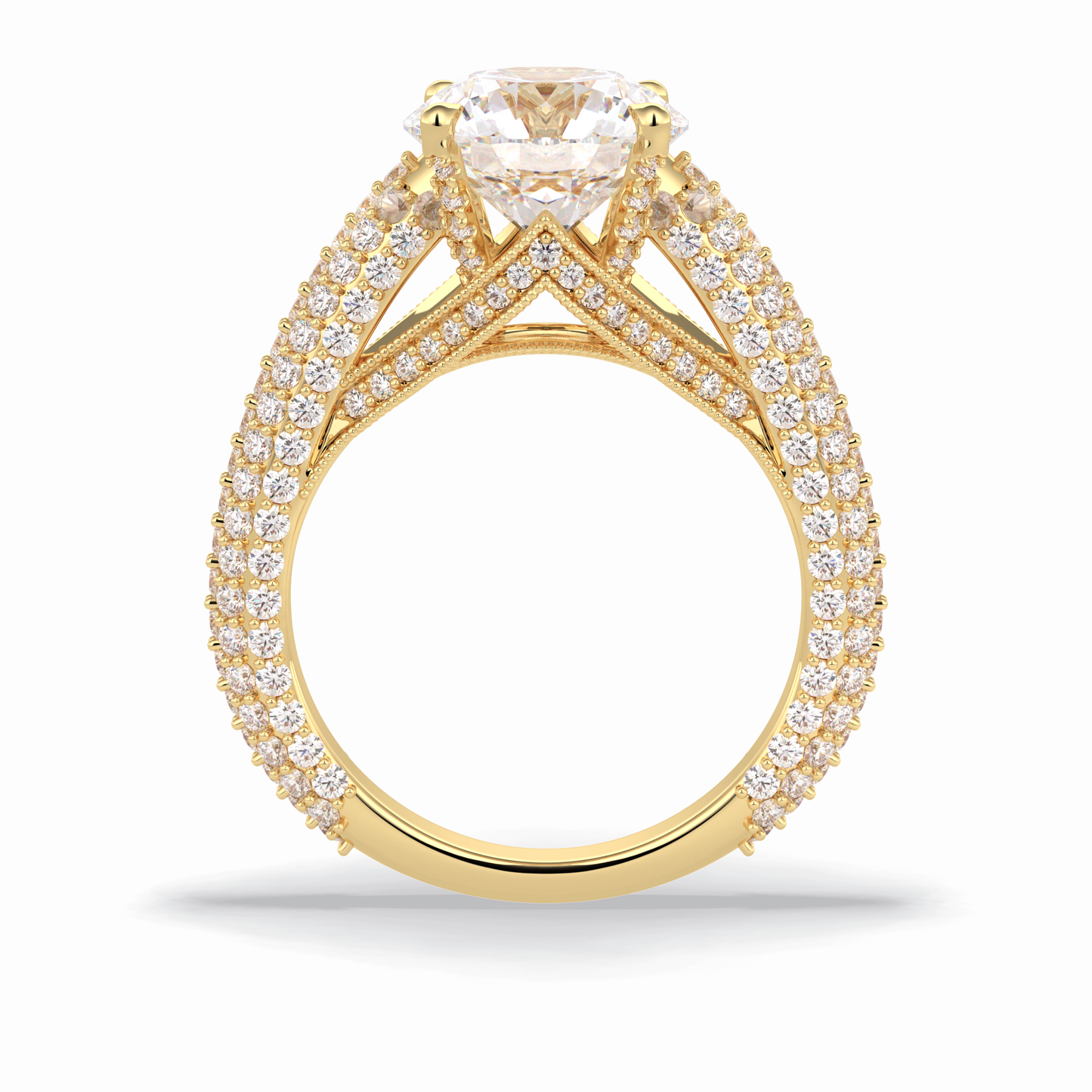 Round Pave Lab Grown Diamond Engagement Ring