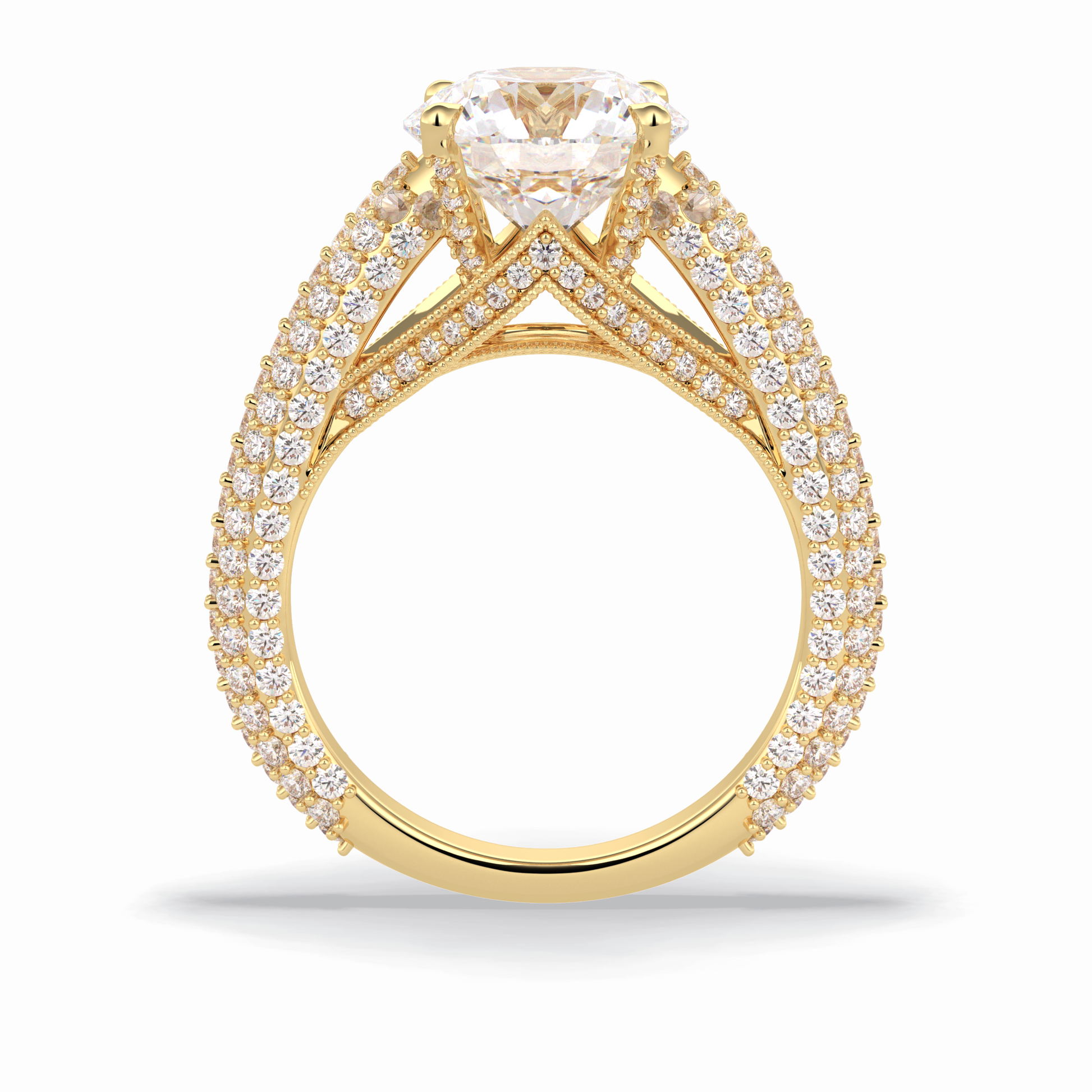 Round Pave Lab Grown Diamond Engagement Ring