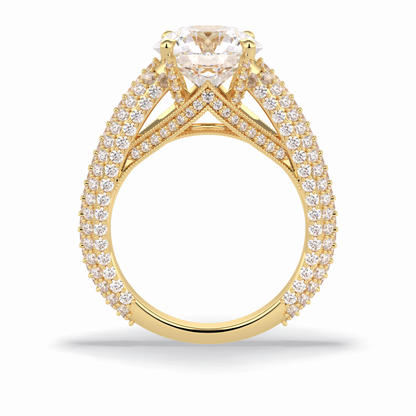 Round Pave Lab Grown Diamond Engagement Ring