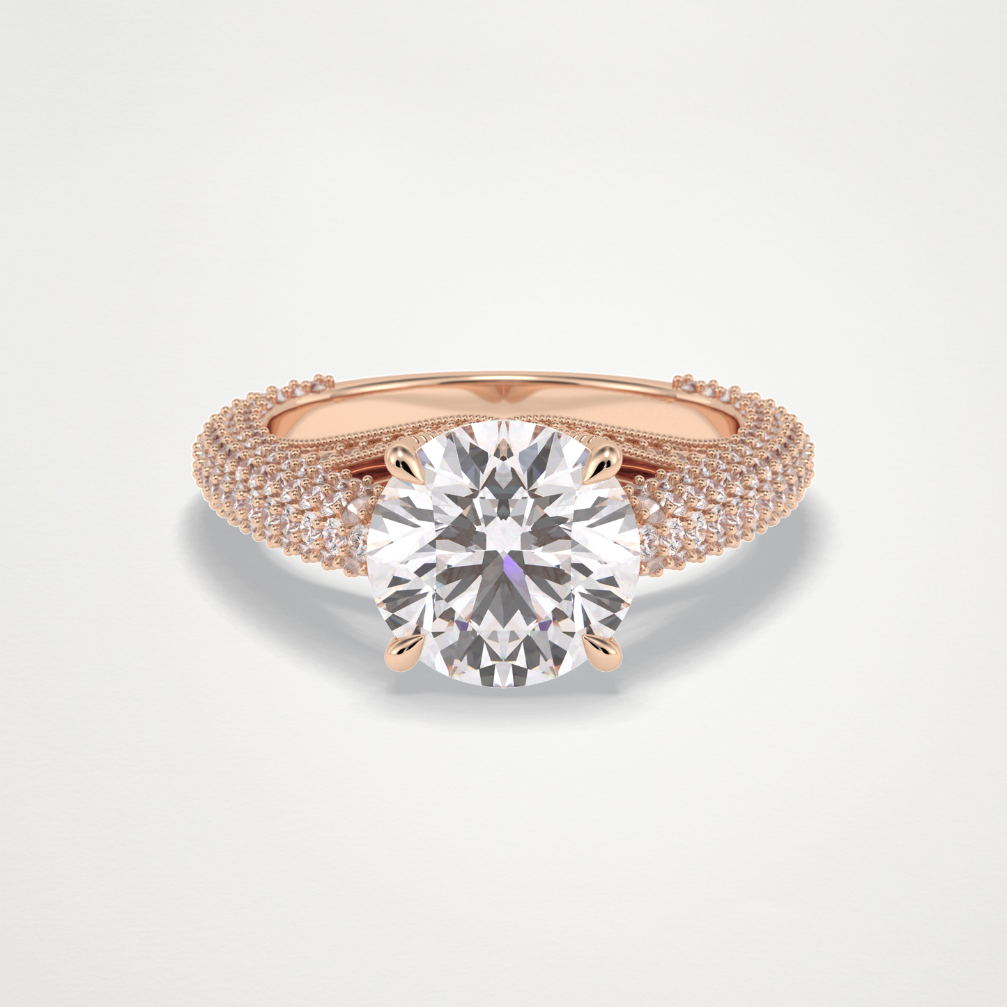 Round Pave Lab Grown Diamond Engagement Ring