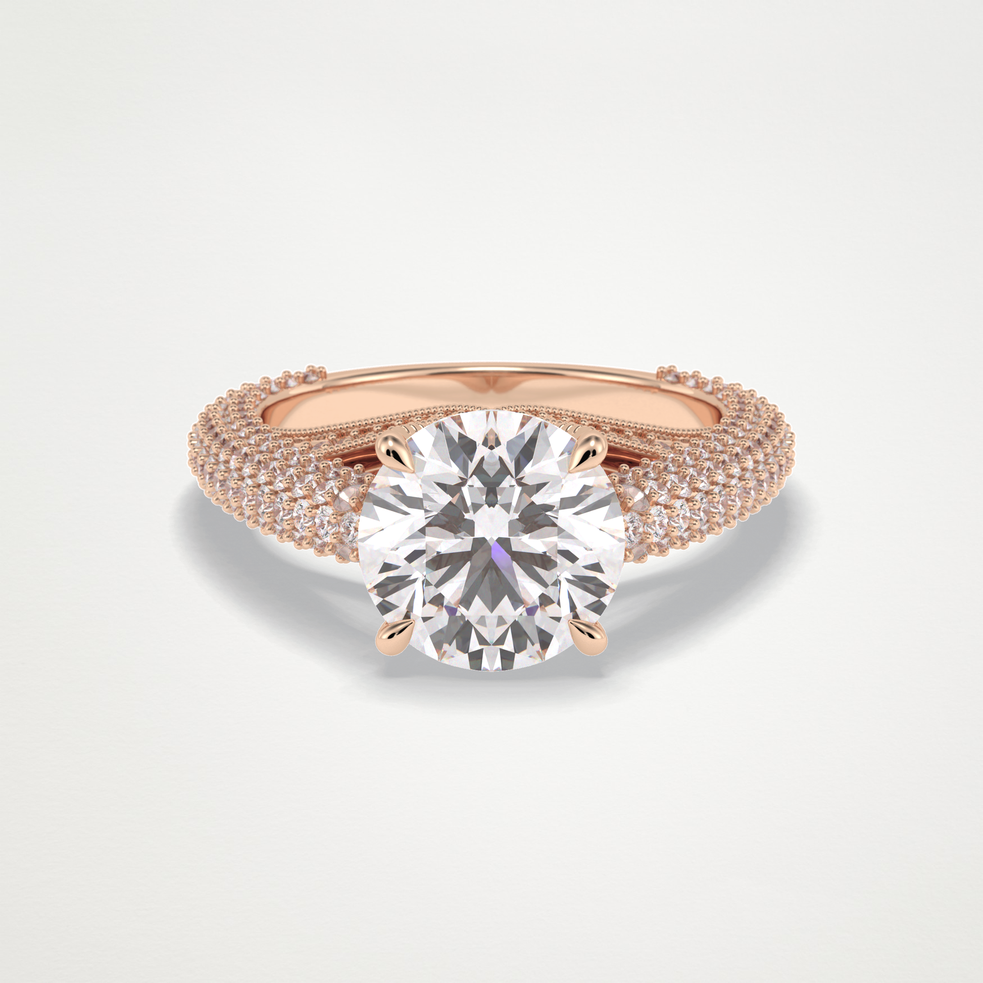 Round Pave Lab Grown Diamond Engagement Ring