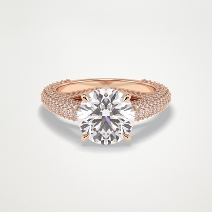 Round Pave Lab Grown Diamond Engagement Ring