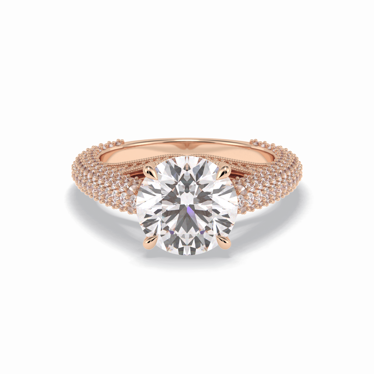 Round Pave Lab Grown Diamond Engagement Ring