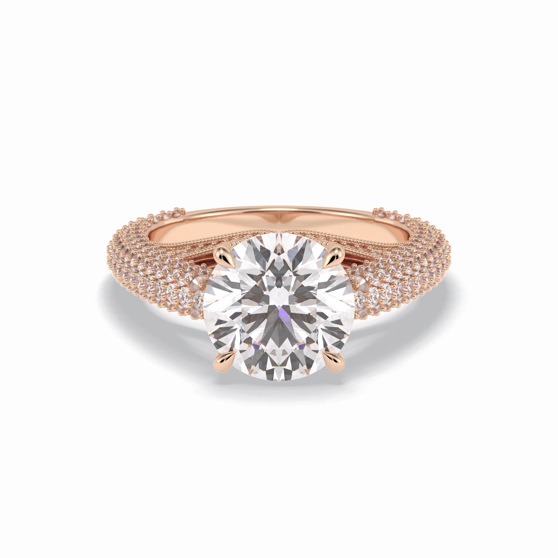 Round Pave Lab Grown Diamond Engagement Ring