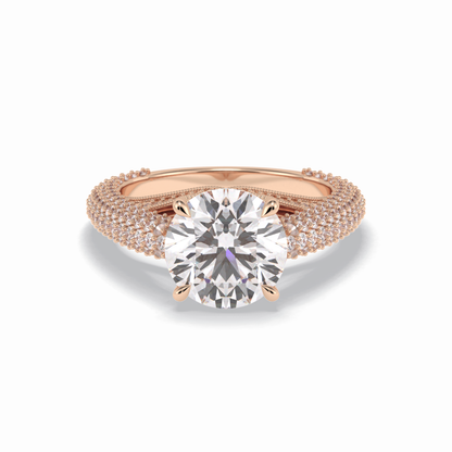 Round Pave Lab Grown Diamond Engagement Ring