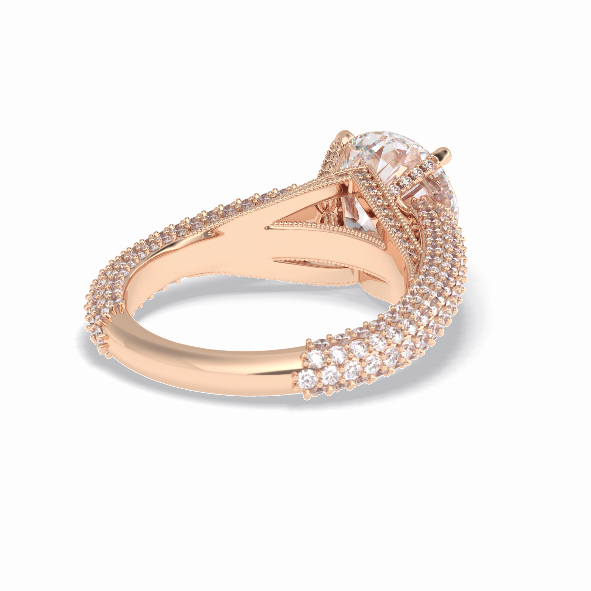 Round Pave Lab Grown Diamond Engagement Ring