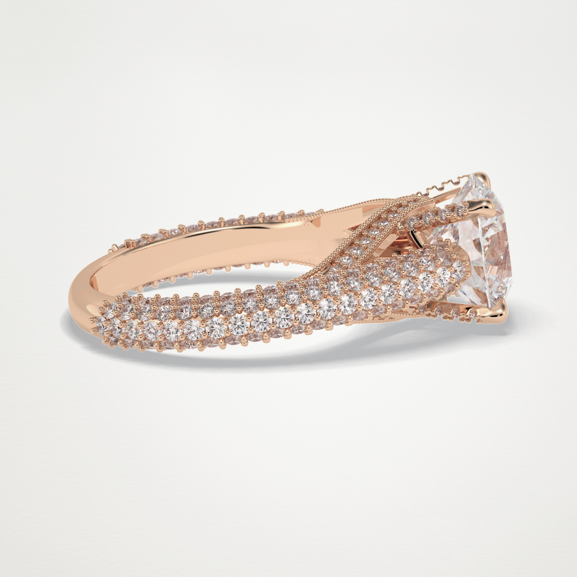 Round Pave Lab Grown Diamond Engagement Ring