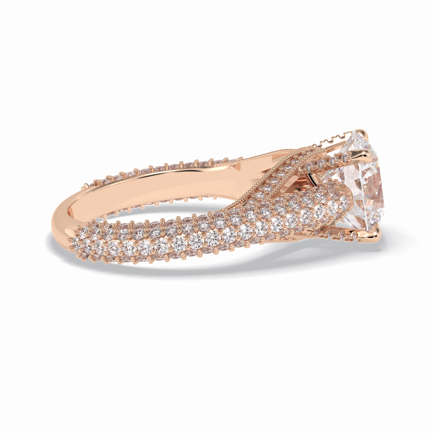 Round Pave Lab Grown Diamond Engagement Ring