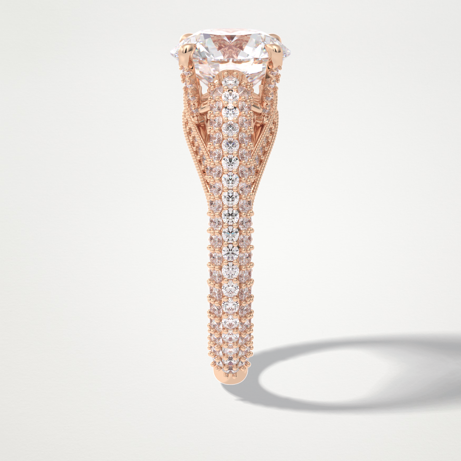 Round Pave Lab Grown Diamond Engagement Ring