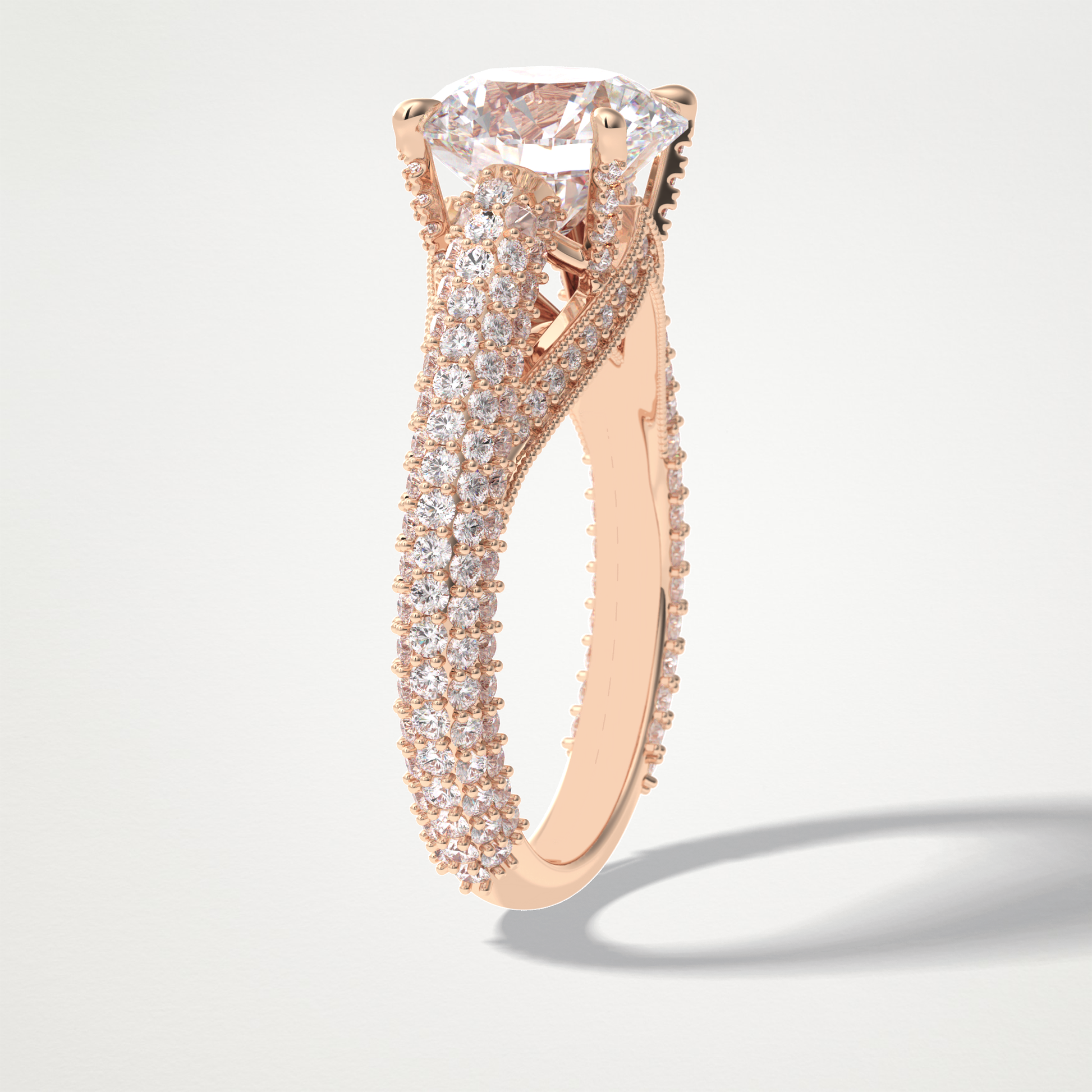 Round Pave Lab Grown Diamond Engagement Ring