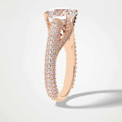 Round Pave Lab Grown Diamond Engagement Ring