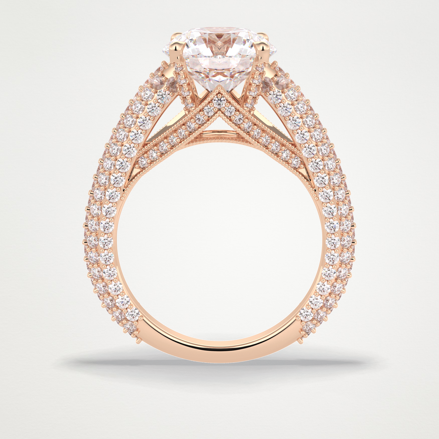 Round Pave Lab Grown Diamond Engagement Ring