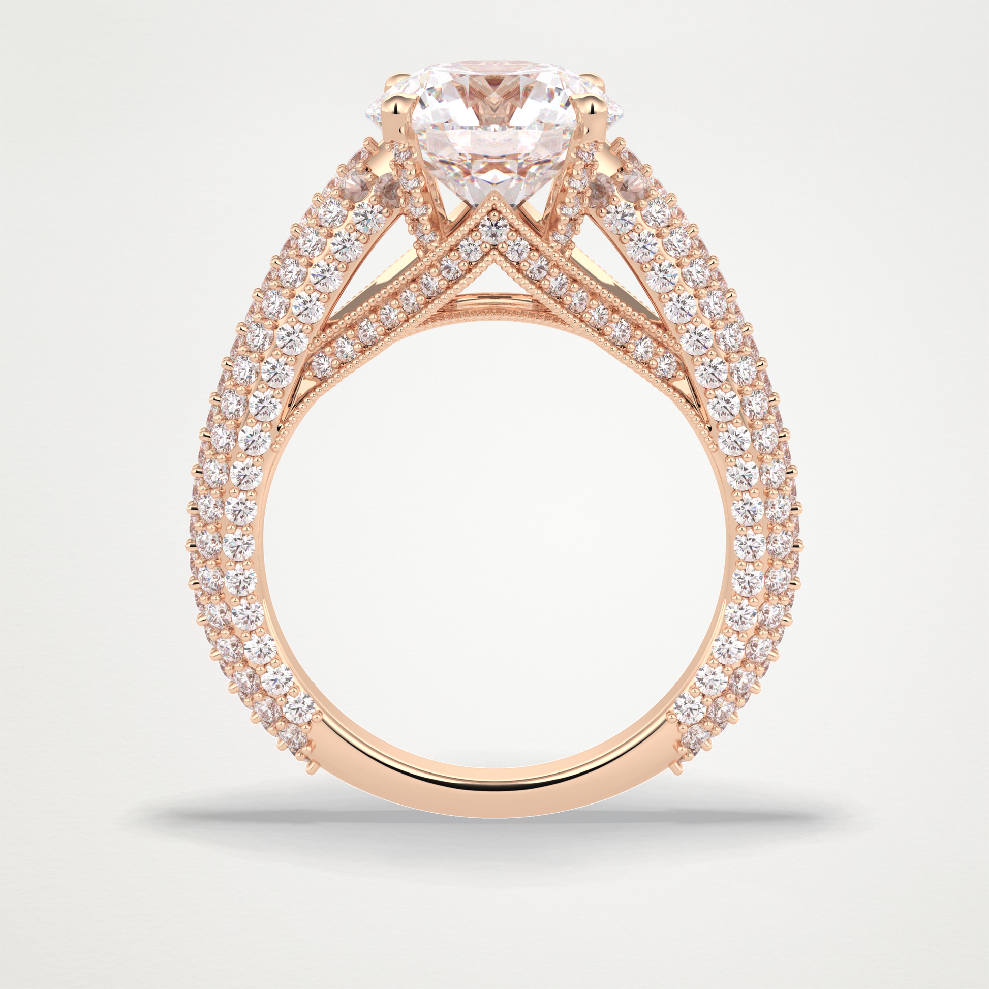Round Pave Lab Grown Diamond Engagement Ring